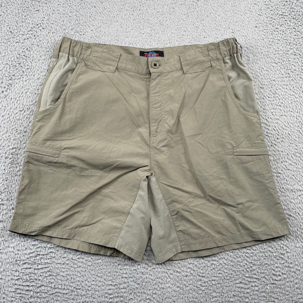 RailRiders Shorts Mens Large Tan Backcountry Adventure Hiking Mesh Trim Cargo